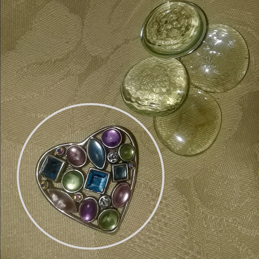 💜💚💙 Silver HEART Brooch